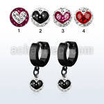 erkfrb8 pendiente huggie oreja acero inoxidable pvd negro colgante bola 8mm multi cristal ferido corazon mayorista