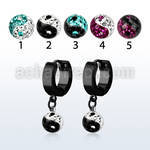erkfry8 pendiente huggie oreja acero inoxidable pvd negro colgante bola 8mm multi cristal ferido ying yang distribuidor