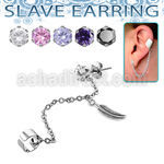 erzdld9 piercing oreja acero inoxidable zirconia redonda conectada falsa esclava helix clip pluma colgando distribuidor mayorista