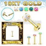 gglbo 18k gold threadless push pin labret 16g cabochon