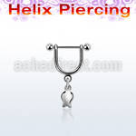 heud9 piercing helix estribo acero quirurgico barbell colgante tulipan plata mayorista