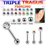 hexdc piercing tragus triple acero 316l bola 3mm bola joya bisel 2 5mm 5mm distribuidor mayorista