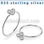 hptsv silver seamless nose ring triple balls top