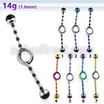 idbt14 barbell industrial loop con aro acero 316l pvd rayas cebra bolas 5mm 35mm distribuidor mayorista