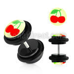 ilvgr19 plug falso acrilico negro logo cerezas anillos goma 8mm distribuidor mayorista