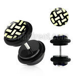 ilvgr21 plug falso acrilico negro logo tejido anillos goma 8mm venta