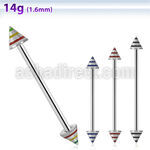 indcny5 barbell industrial acero quirurgico conos rayas colores 5mm 35mm mayorista