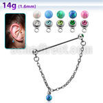 indsdo2 barbell industrial acero 316l bola joya bisel 5mm bola 5mm conectada por una bola opalo 5mm distribuidor