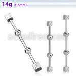 indsh13 barbell industrial acero 316l dados arriba abajo 4mm bolas 4mm centro barra venta