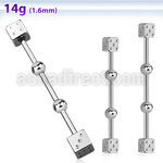 indsh14 barbell industrial acero 316l dados arriba abajo 5mm bolas 4mm centro barra distribuidor mayorista