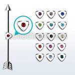 indsh22 barbell industrial acero 316l cono 5mm final flecha corazon cristal centrico centro barra 38mm al por mayor