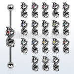indsh35 barbell industrial acero dos bolas dragon acero fundido ojo cristal centro barra