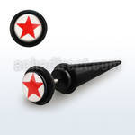 ivtpl8 expansor falso acrilico negro logo estrella roja anillos goma 6mm al por mayor