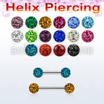 lbfr3ss venta por mayor labret acero quirurgico 1mm bola 3mm multi cristal ferido al por mayor