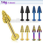 lbtxn4 labret acero quirurgico anodizado cono hendiduras 4mm 8mm distribuidor mayorista