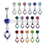 mcd245s piercing ombligo acero quirurgico bola 8mm joya bisel colgante gota cristal mayorista