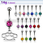 mcd376 piercing ombligo acero quirurgico bola joya bisel 8mm puno americano colgado 10mm venta