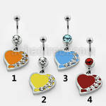 mcd407 banana ombligo acero quirurgico bola joya bisel 8mm corazon pintado colgado cristal 10mm distribuidor