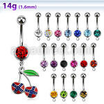 mcd504 piercing ombligo acero quirurgico bola 8mm joya bisel cerezas pintadas colores bandera confederada s 10mm mayorista