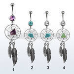 mcd525 piercing ombligo acero quirurgico bola joya bisel 8mm atrapasuenos colgado plumas 10mm venta