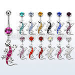 mcd537 piercing ombligo acero quirurgico bola joya bisel 8mm lagarto cristal ferido colgado 10mm mayorista