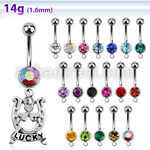 mcd572 piercing ombligo acero quirurgico bola joya bisel 8mm herradura cartel lucky 10mm al por mayor
