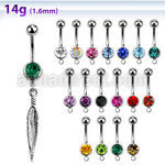 mcd583 piercing ombligo acero quirurgico bola joya bisel 8mm pluma 10mm distribuidor mayorista