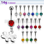 mcd615 piercing ombligo acero quirurgico bola joya bisel 8mm conciencia autismo pieza puzzle 10mm mayorista