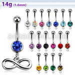 mcd618 piercing ombligo acero quirurgico bola joya bisel 8mm infinito colgado 10mm venta