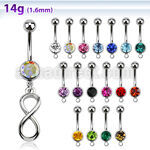 mcd624 piercing ombligo acero quirurgico bola joya 8mm infinito liso colgado horizontalmente 10mm al por mayor