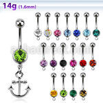mcd632 piercing ombligo acero quirurgico bola joya bisel 8mm ancla liso colgado 10mm mayorista