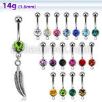 mcd638 piercing ombligo acero quirurgico bola joya bisel 8mm pluma curvada 10mm distribuidor
