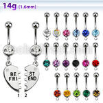 mcd686 piercing ombligo acero quirurgico bola joya bisel 8mm colgante best friends 10mm venta