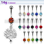 mcd697 piercing ombligo acero quirurgico bola joya 8mm arbol vida colgado 10mm distribuidor