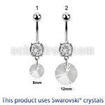 mcd718 piercing ombligo acero quirurgico zirconia 8mm cristal swarovski redondo colgado distribuidor