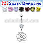 mcdvd10 piercing ombligo acero 316l zirconia redonda 8mm rosa plata esterlina al por mayor