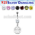 mcdvd26 piercing ombligo acero 316l zirconia redonda 8mm colgante letra china hecho plata 925 distribuidor