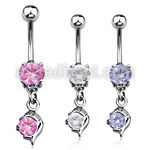 mcdz10 piercing ombligo acero quirurgico zirconia redonda 8mm delfin colgado zirconia 10mm mayorista