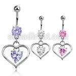 mcdz115 piercing ombligo acero quirurgico bola joya bisel 8mm corazon colgado zirconia corazon interior 10mm distribuidor