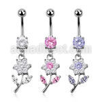 mcdz178 piercing ombligo acero quirurgico zirconia 8mm flor zirconia 10mm distribuidor mayorista