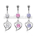 mcdz17 piercing ombligo acero quirurgico zirconia redonda 8mm zirconia redona dentro marco corazon 10mm venta