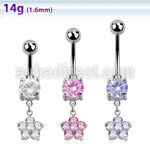 mcdz324 piercing ombligo acero quirurgico zirconia redonda 8mm flor zirconia al por mayor