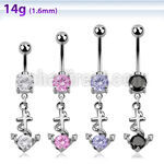 mcdz371 piercing ombligo acero quirurgico zirconia 8mm ancla zirconia redonda mayorista