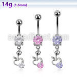 mcdz374 piercing ombligo acero quirurgico bolas doble joya bisel 5 8mm manzana zirconia 8mm 14mm mayorista