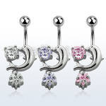 mcdz384 piercing ombligo acero quirurgico delfin zirconia redonda zirconia estrella 10mm venta