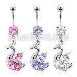 mcdz89 piercing ombligo acero quirurgico zirconia 8mm elegante cisne colgado zirconia 10mm al por mayor