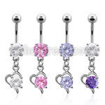 mcdz9 piercing ombligo acero quirurgico zirconia 8mm corazon colgado zirconia redonda centro grande 10mm distribuidor mayorista
