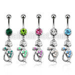 mcop475 piercing ombligo acero quirurgico bola joya bisel 8mm gato lady opalos sinteticos colgado 10mm al por mayor