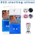 mgcz3m par piercings oreja magneticos plata zirconia color redonda 3mm al por mayor