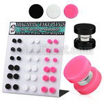 mgmpr7 display 18 plugs falsos magneticos anillos goma negro rosa blanco 6mm 8mm distribuidor